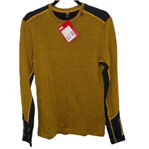 Helly Hansen Men's LIFA Base Layer Merino Crewneck ArrowWood Black& Gold NWT Med